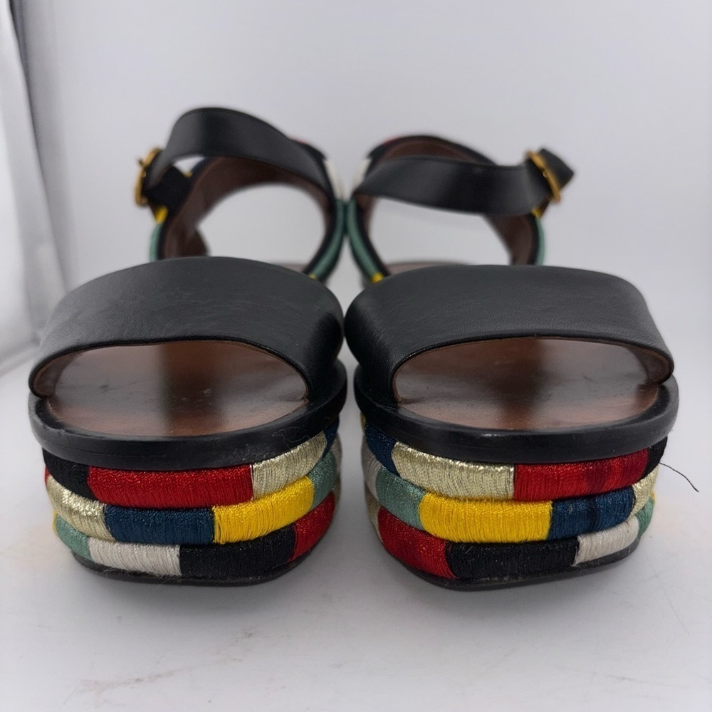 Tory Burch Leather Camilla Embroidered Platform Ankle Strap Sandals Size 5​​​​​ - Picture 9 of 16